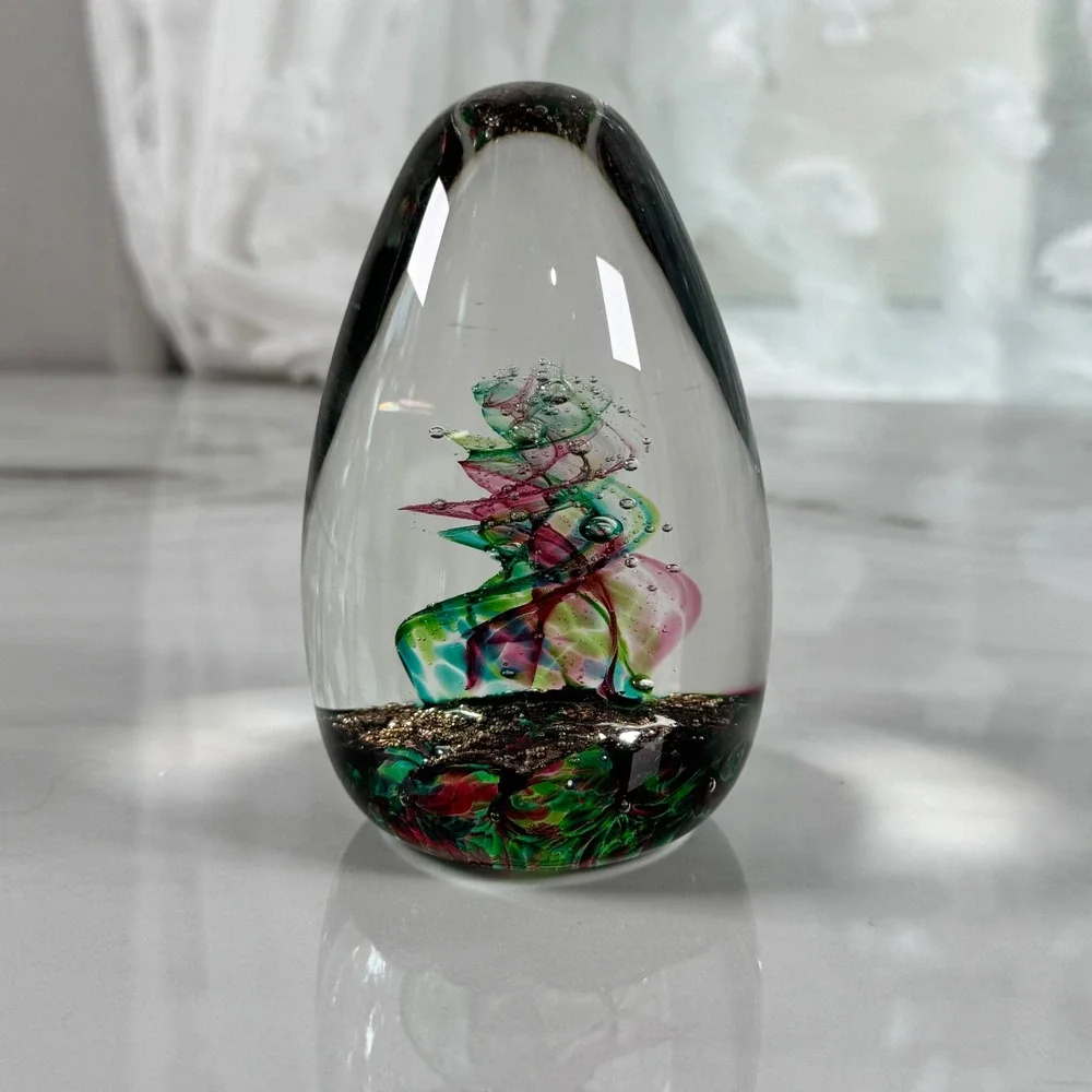 Selkirk Glass Scotland Paperweight Emerald Dance 1993‎ Handmade Art Glass Signed